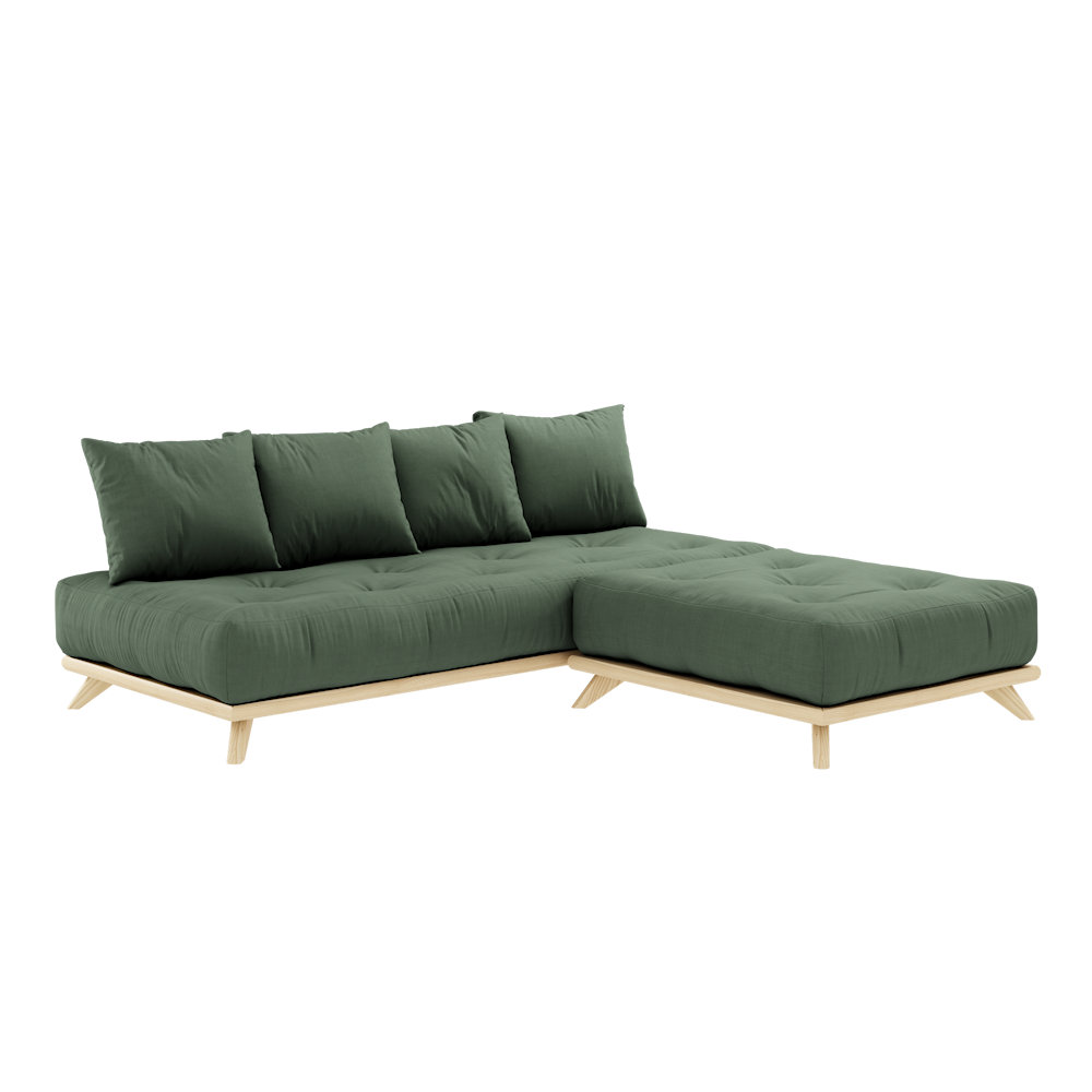 SENZA DAYBED CLEAR LACQUERED W. SENZA DAYBED MATTRESS SET OLIVE GREEN-1