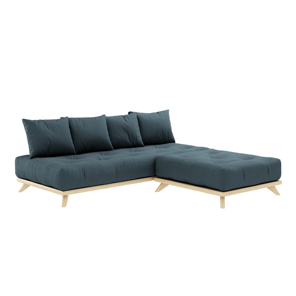 SENZA DAYBED CLEAR LACQUERED W. SENZA DAYBED MATTRESS SET PETROL BLUE-1