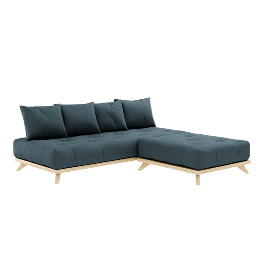 SENZA DAYBED CLEAR LACQUERED W. SENZA DAYBED MATTRESS SET PETROL BLUE-1