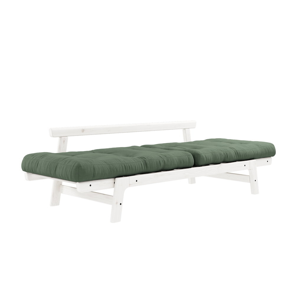 STEP WHITE LACQUERED W. STEP MATTRESSES OLIVE GREEN-2