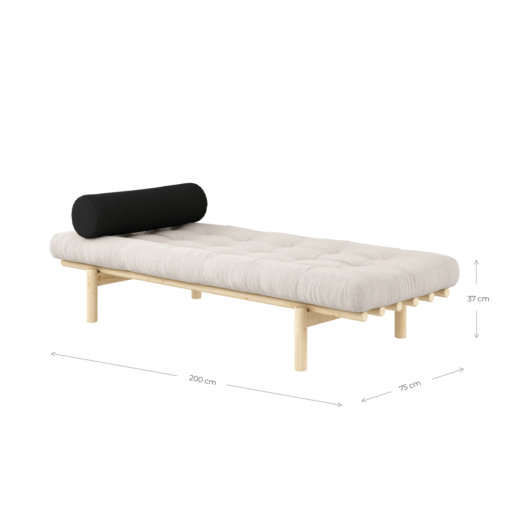 NEXT DAYBED CAROB BROWN LACQUERED W. 4-LAYER MIXED MATTRESS CHARCOAL-10
