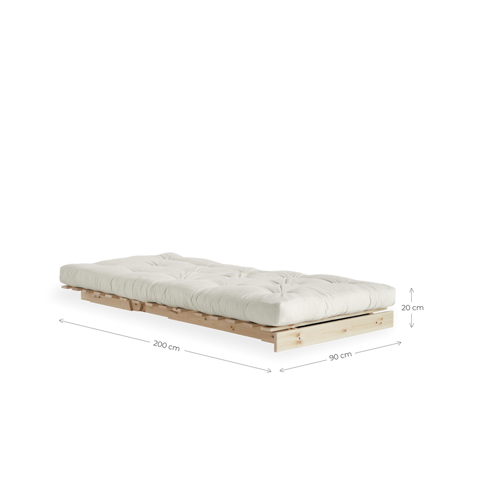 ROOTS WHITE LACQUERED 90 X 200 W. ROOTS MATTRESS DARK GREY 90 X 200-7