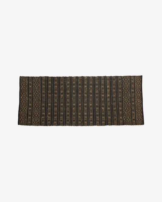 FARAH tæppe i bomuld og søgræs 250x100 cm - sort/natur