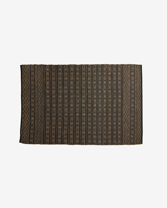 FARAH tæppe i bomuld og søgræs 240x160 cm - sort/natur
