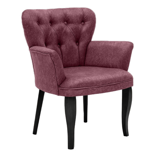 Paris Black Wooden - Dusty Rose - Wing Chair