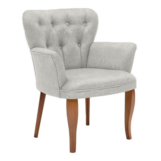 Paris Walnut Wooden - Creme - Wing Chair