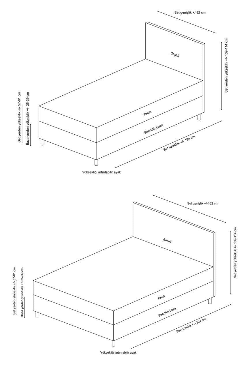 Safir 150 x 200 - Brown - Double Bed Base & Headboard