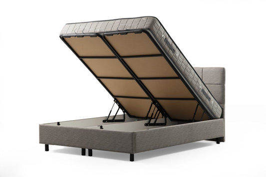 Vitalia 160 x 200 - Light Grey - Double Bed Base & Headboard