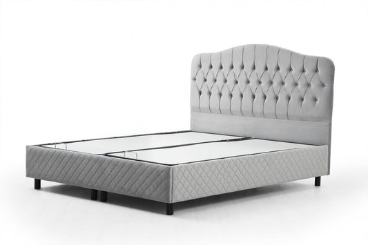 Vassi 150 x 200 - Grey - Double Bed Base & Headboard