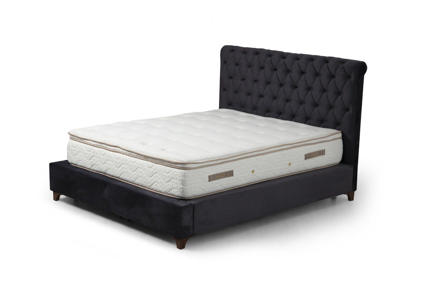 Deluxe Set 140 x 200 - Anthracite - Double Mattress, Base & Headboard