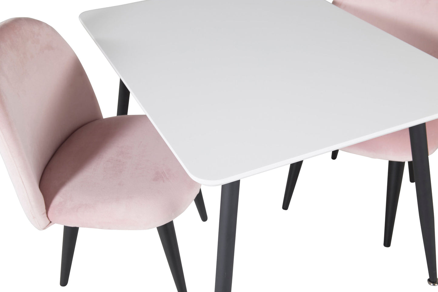 Polar spisebord 80*60 XXS - Hvid / sort +fløjlsspisestol XXS - Pink Velvet _2