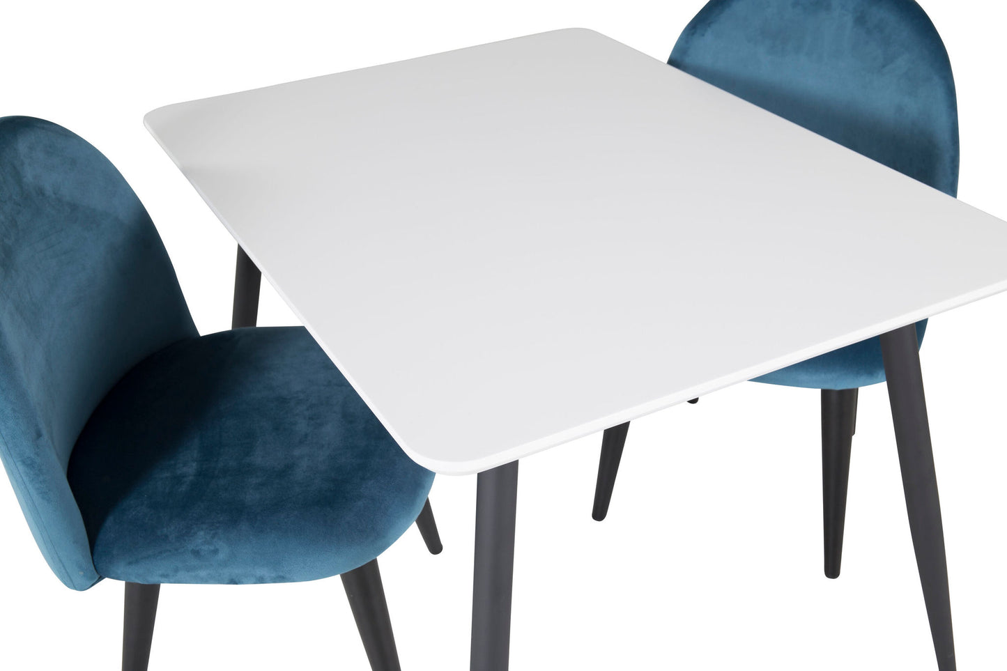 Polar spisebord 80*60 XXS - Hvid / sort +fløjls spisestol XXS - Blue Velvet _2