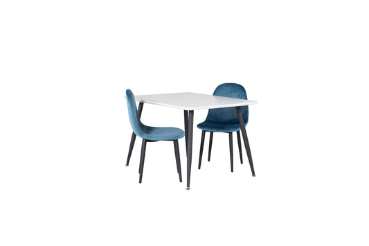 Polar spisebord 80*60 XXS - Hvid / sort +polær spisestol XXS - Blue Velvet _2