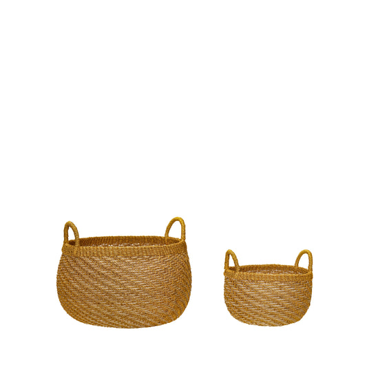 Hübsch | Solar - Basket Set, Abaca, Natural, Yellow (Set med 2)