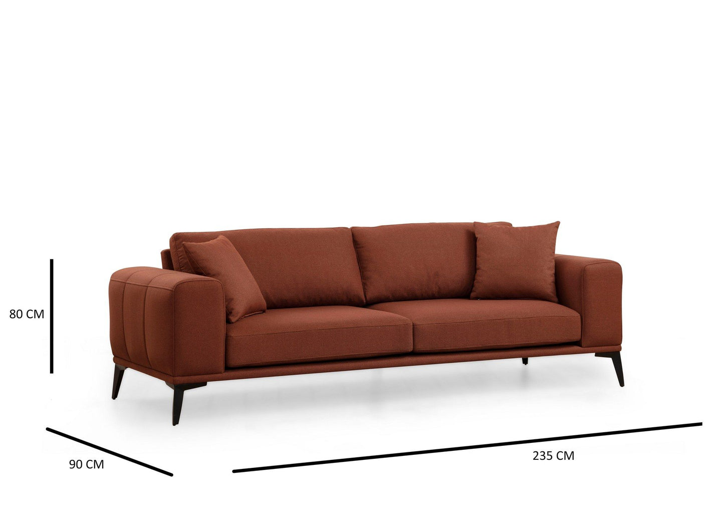 Kenzo 3 - Fliserød - 3-sæders sofa