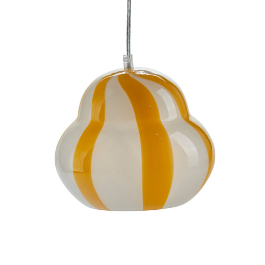 Candy Pendant Glass Lamp with stripes - yellow