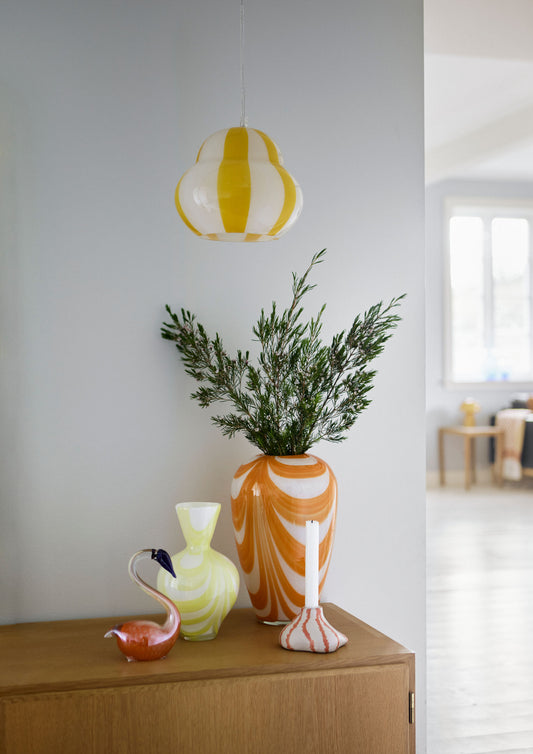 Candy Pendant Glass Lamp with stripes - yellow