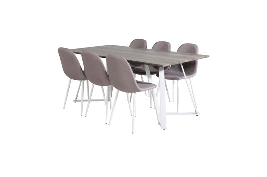Marina spisebord - grå "eg" / hvide ben +polar Matstol - Vit / Mellangrå _6
