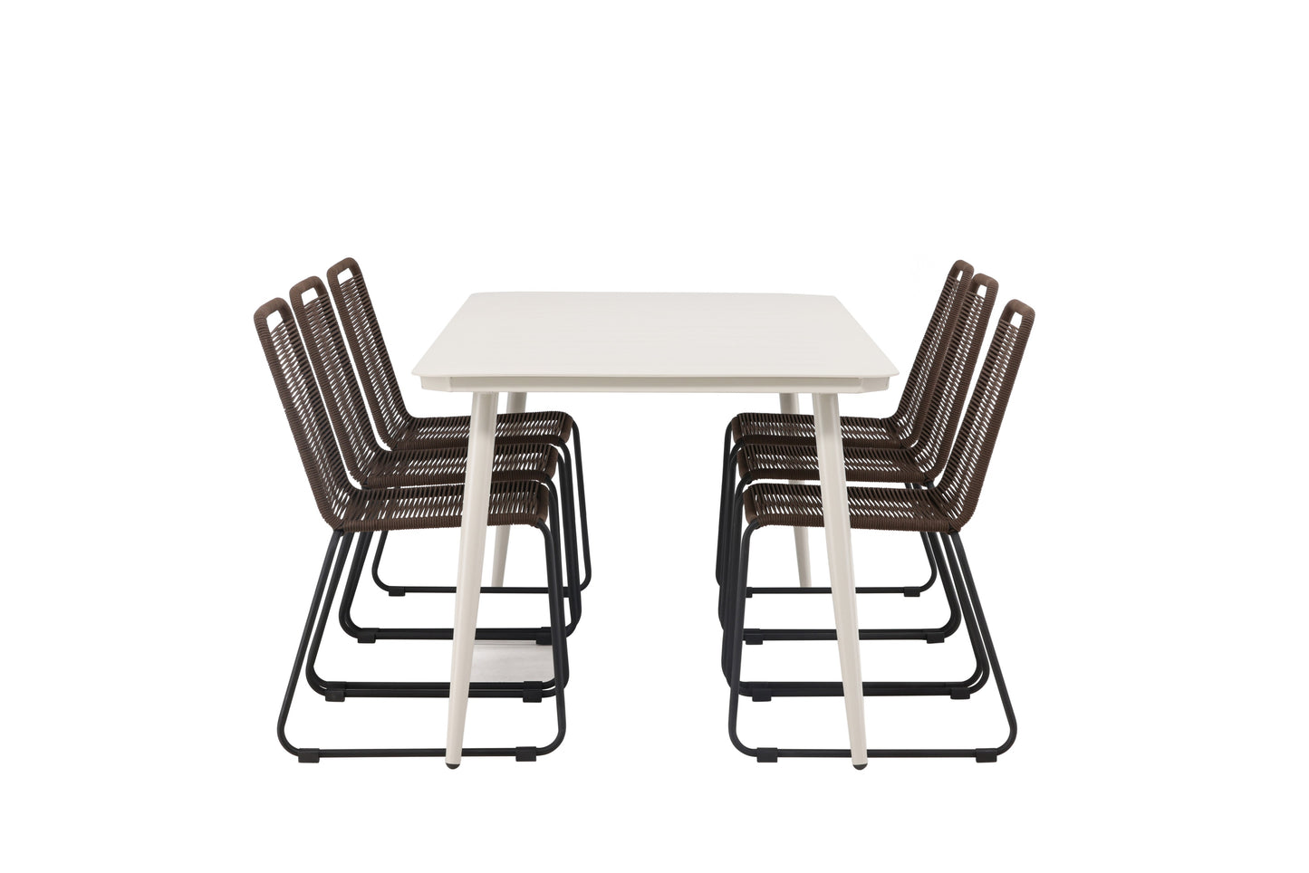 Lia - Spisebord, Beige - 200*90 + Lidos stol Aluminium - Sort