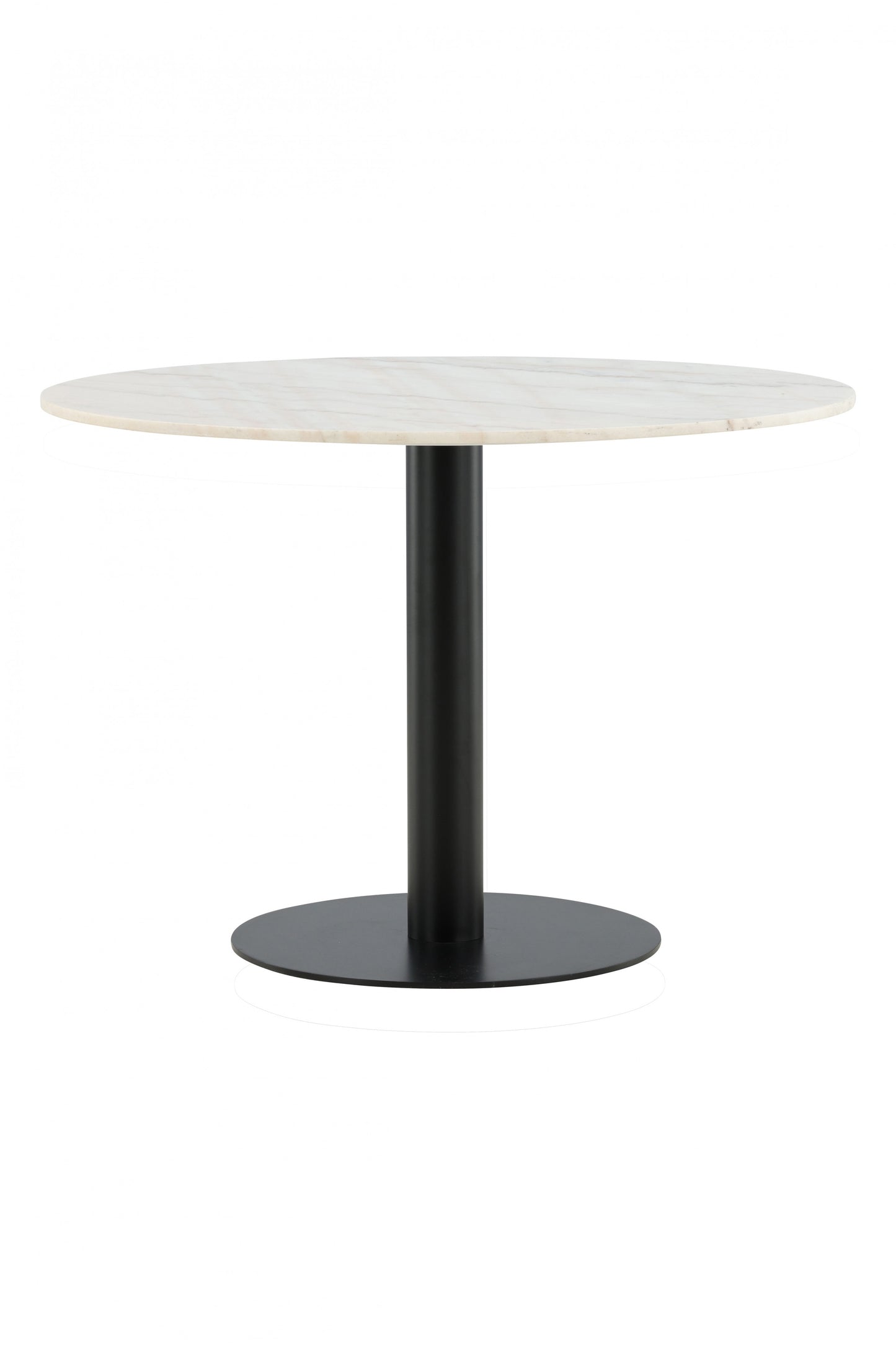 Venture Design | Estelle Runt matbord 106cm Vit marmor / Svarta ben