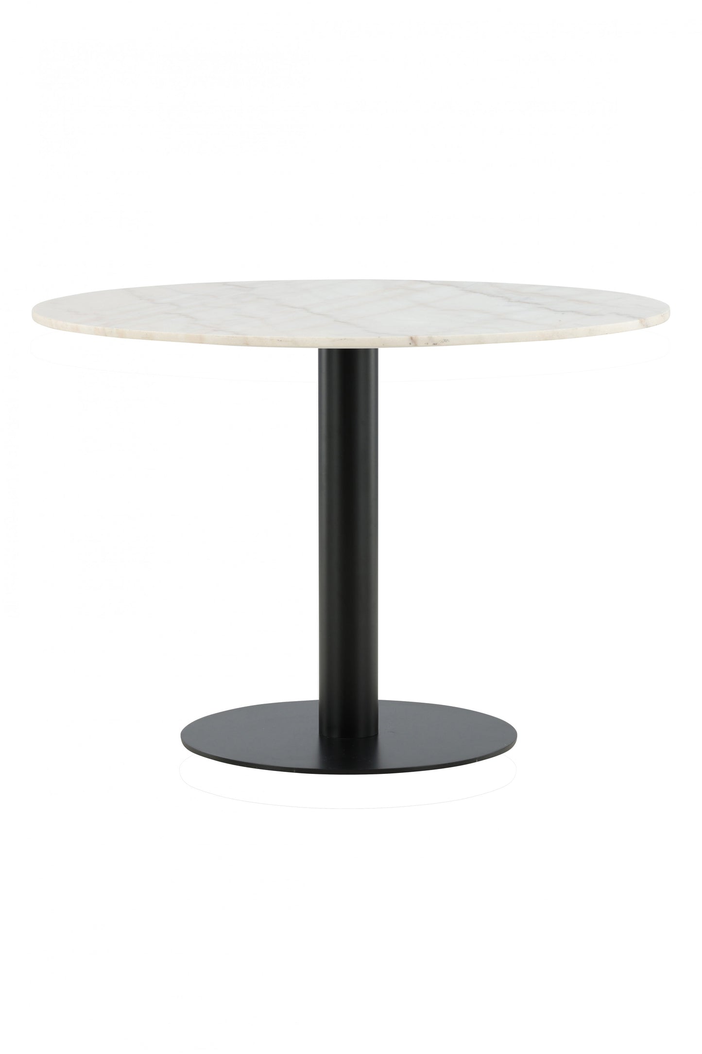 Venture Design | Estelle Runt matbord 106cm Vit marmor / Svarta ben