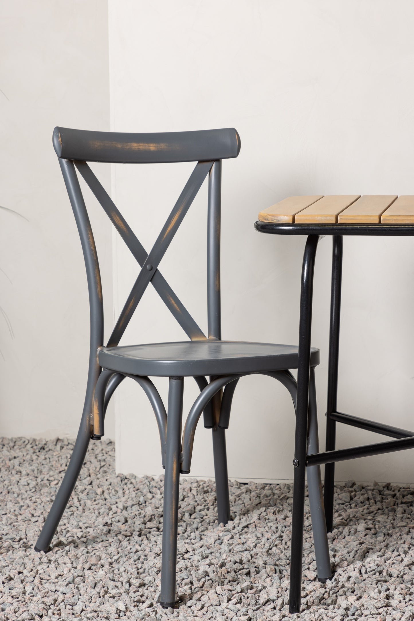 Holmbeck - Cafébord, Stål - Sort / Rektangulær 55*70*74 + Tablas stol Aluminium - Sort