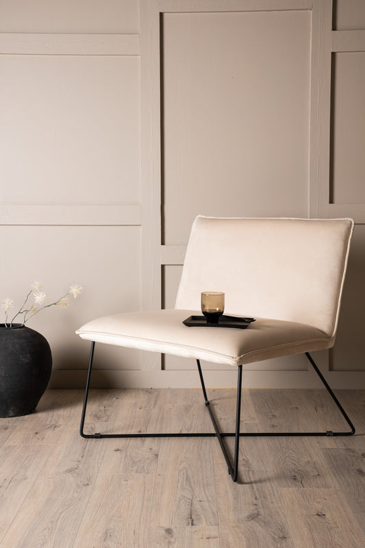 Venture Design | X-lounge Lounge stol - Svart / Beige Velour