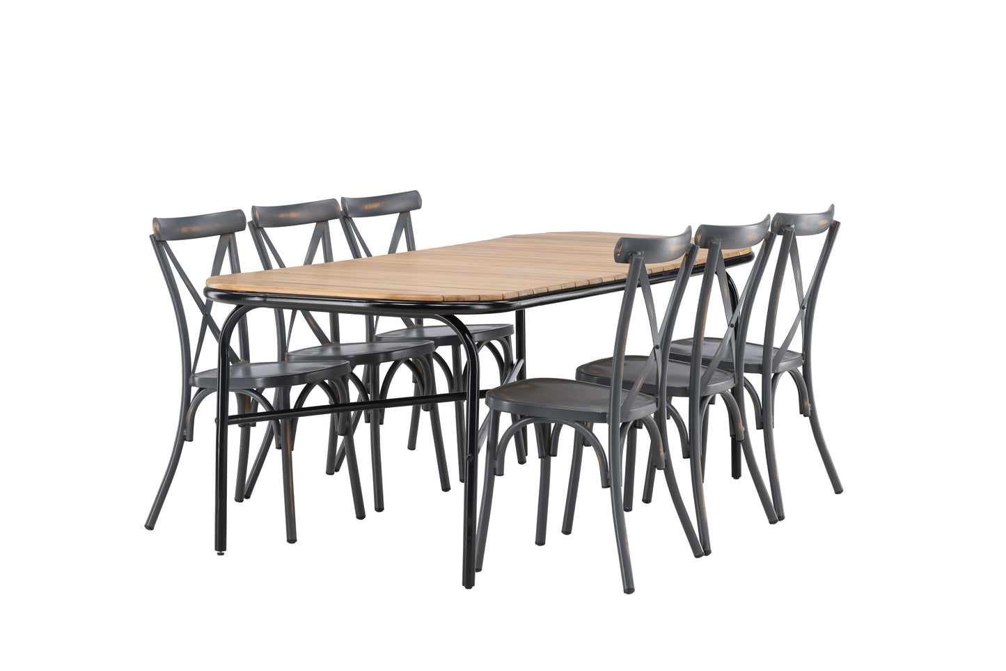 Holmbeck - Spisebord, Stål - Sort / Rektangulær 90*200*75 + Tablas stol Aluminium - Sort