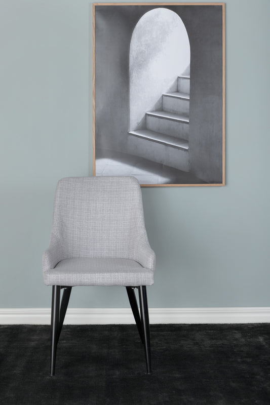 Venture Design | Plaza matstol - svart ben - ljusgrå tyg