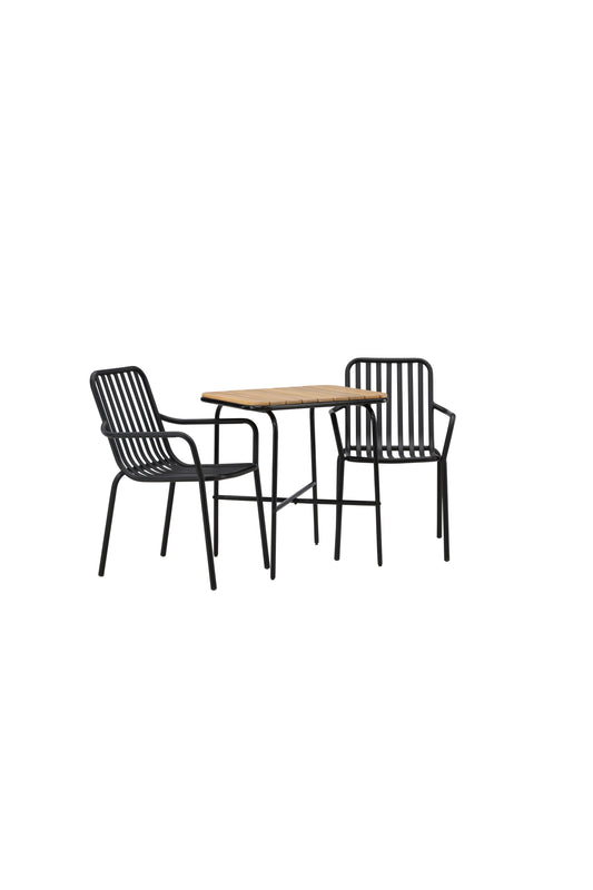 Holmbeck - Cafébord, Stål - Sort / Rektangulær 55*70*74 + Pekig stol Aluminium - Sort