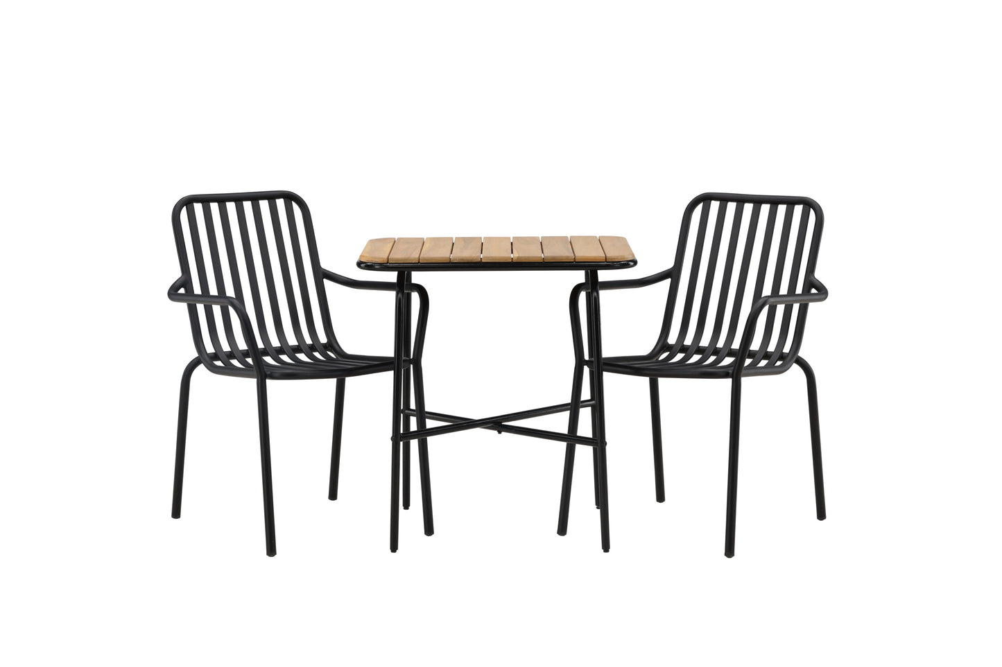 Holmbeck - Cafébord, Stål - Sort / Rektangulær 55*70*74 + Pekig stol Aluminium - Sort