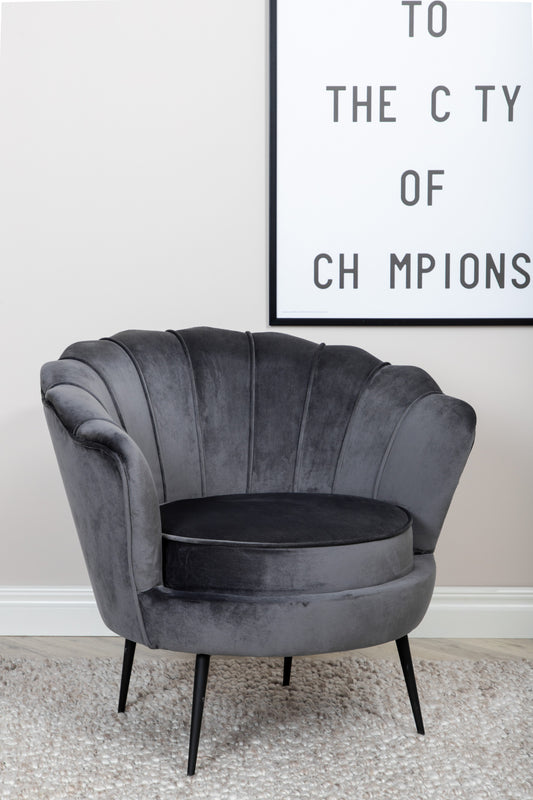 Venture Design | Calais Lounge Chair - Svart / Mörkgrå Velour