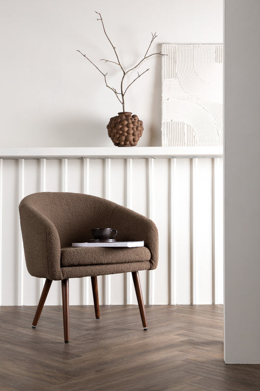 Venture Design | Wanda Lounge stol - Mörk valnöt / Brun teddy