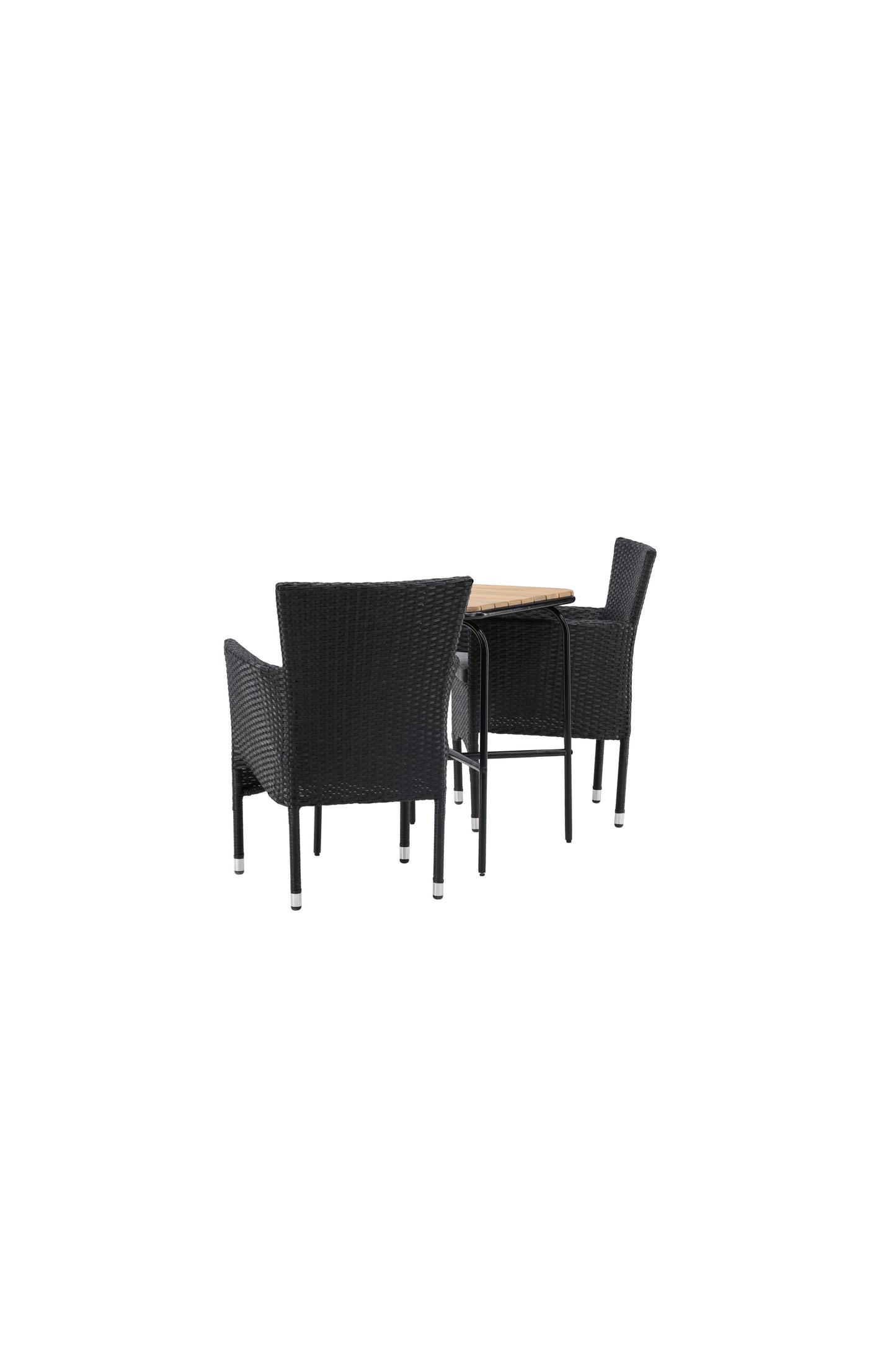 Holmbeck - Cafébord, Stål - Sort / Rektangulær 55*70*74 + Malia stol Aluminium - Sort / flet