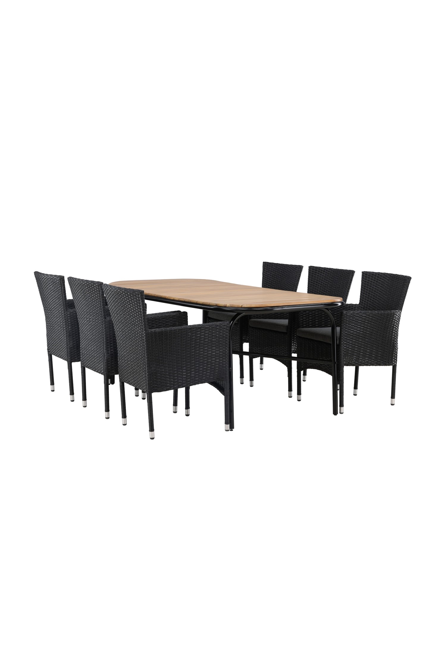 Holmbeck - Spisebord, Stål - Sort / Rektangulær 90*200*75 + Malia stol Aluminium - Sort / flet