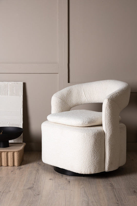 Venture Design | Laurel Lounge Chair - Svart / Vit Boucle