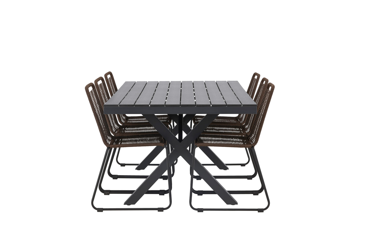 Garcia - Spisebord, Aluminium - Sort / Rektangulær 100*200* + Lidos stol Aluminium - Sort