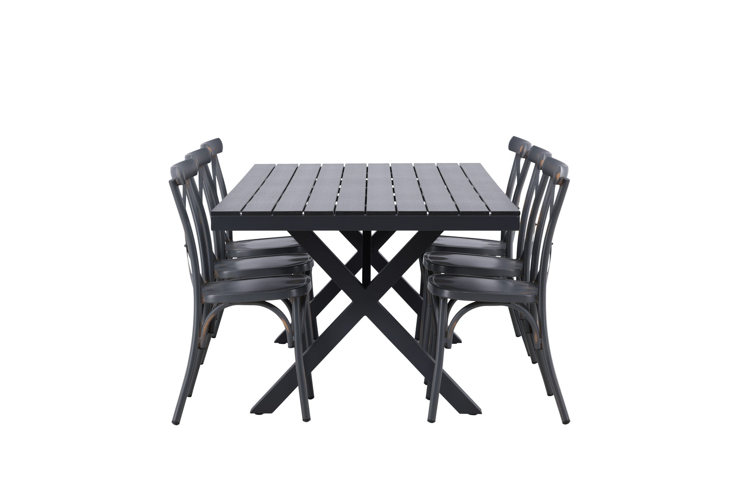 Garcia - Spisebord, Aluminium - Sort / Rektangulær 100*200* + Tablas stol Aluminium - Sort