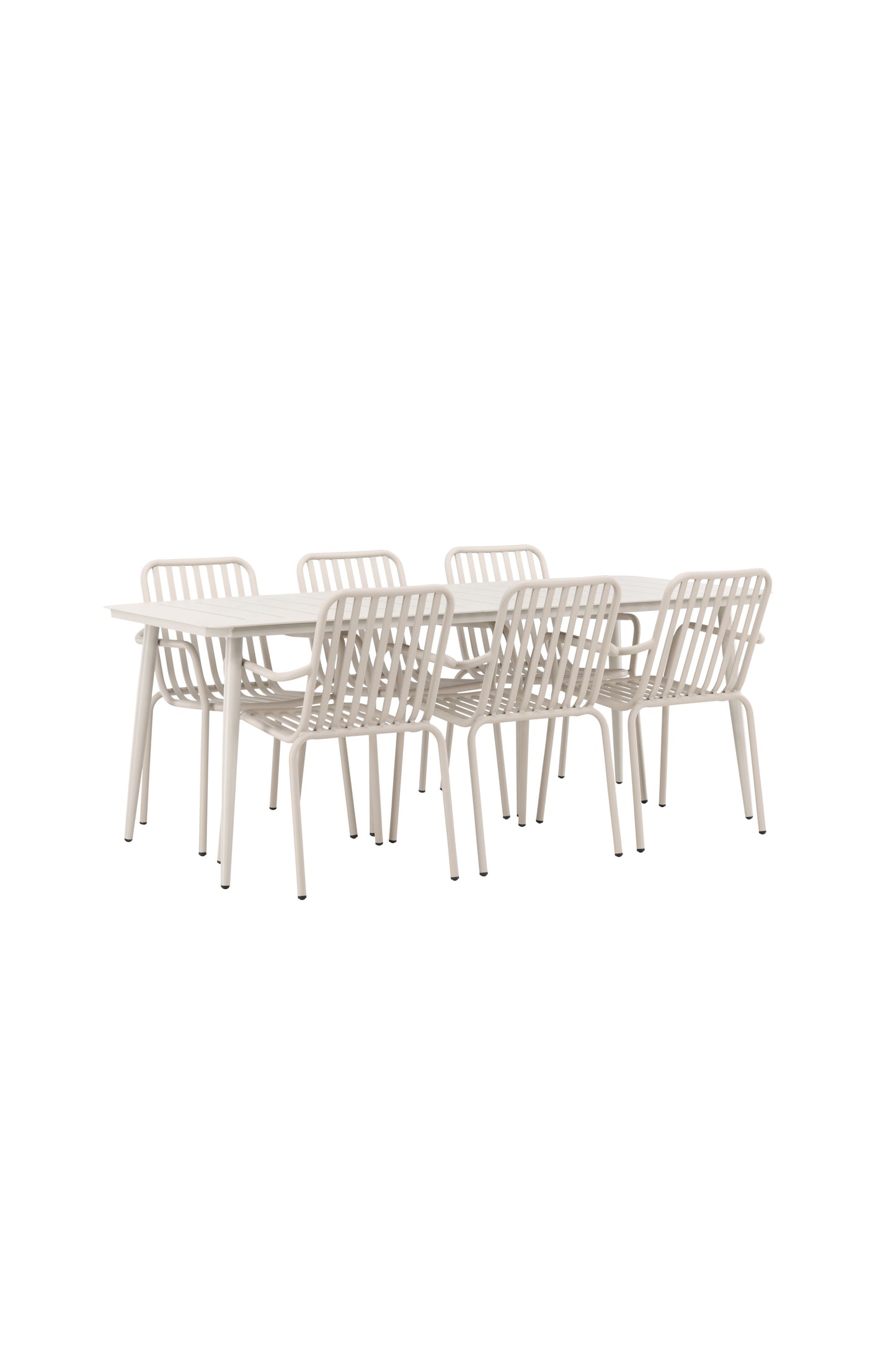 Lia - Spisebord, Beige - 200*90 + Pekig stol Aluminium - Beige
