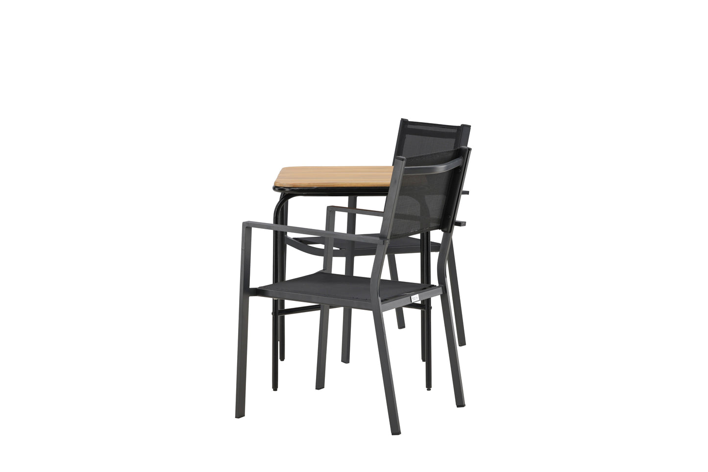 Holmbeck - Cafébord, Stål - Sort / Rektangulær 55*70*74 + Copacabana Stabelbar stol - Sort