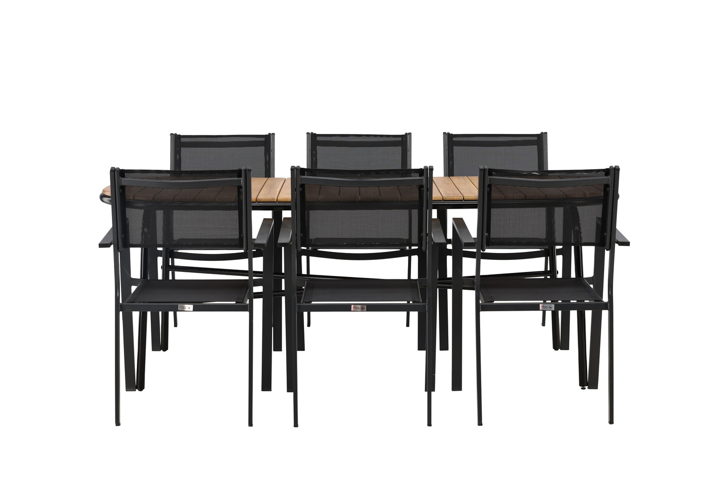 Holmbeck - Spisebord, Stål - Sort / Rektangulær 90*200*75 + Copacabana Stabelbar stol - Sort