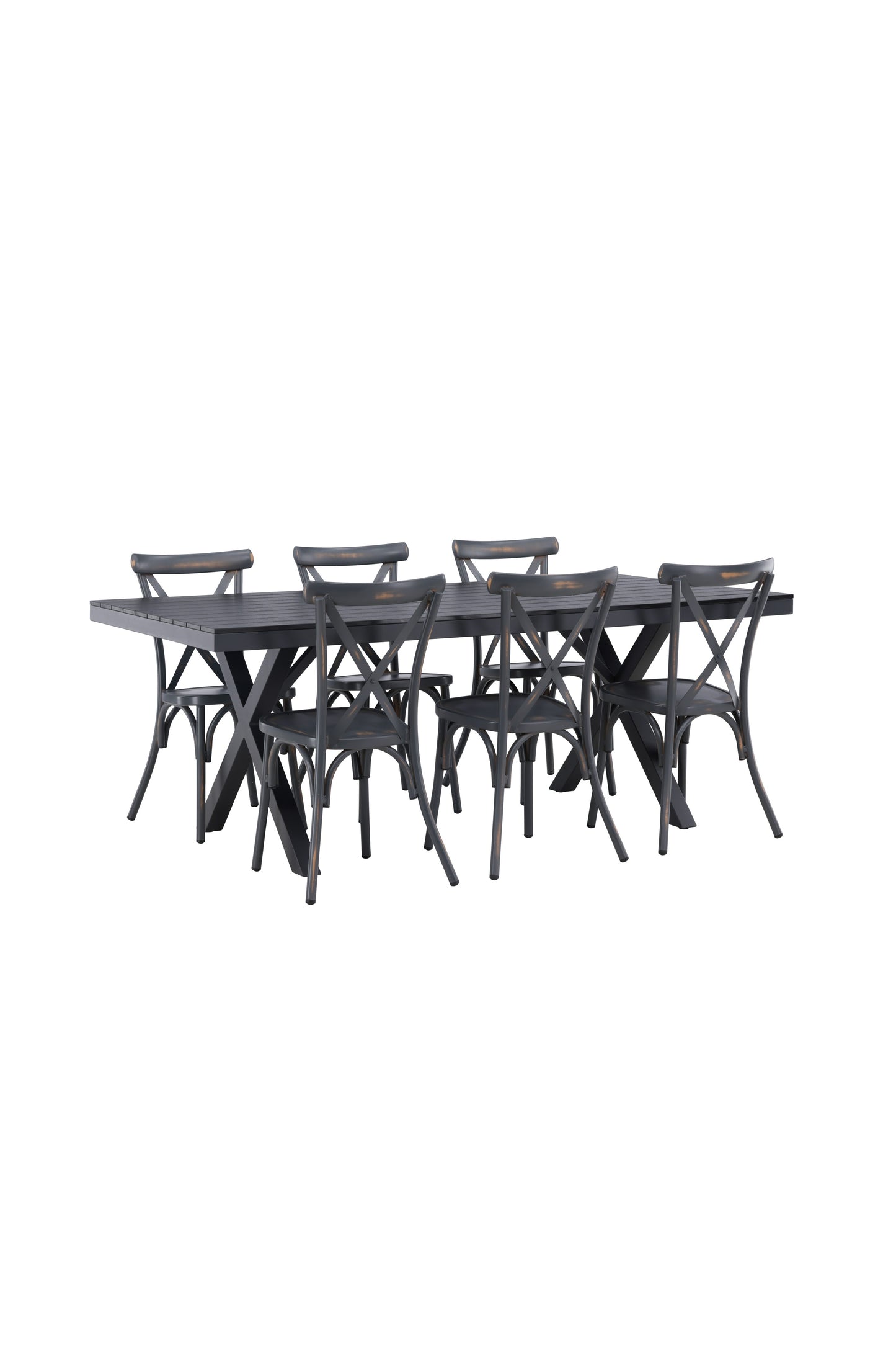 Garcia - Spisebord, Aluminium - Sort / Rektangulær 100*200* + Tablas stol Aluminium - Sort