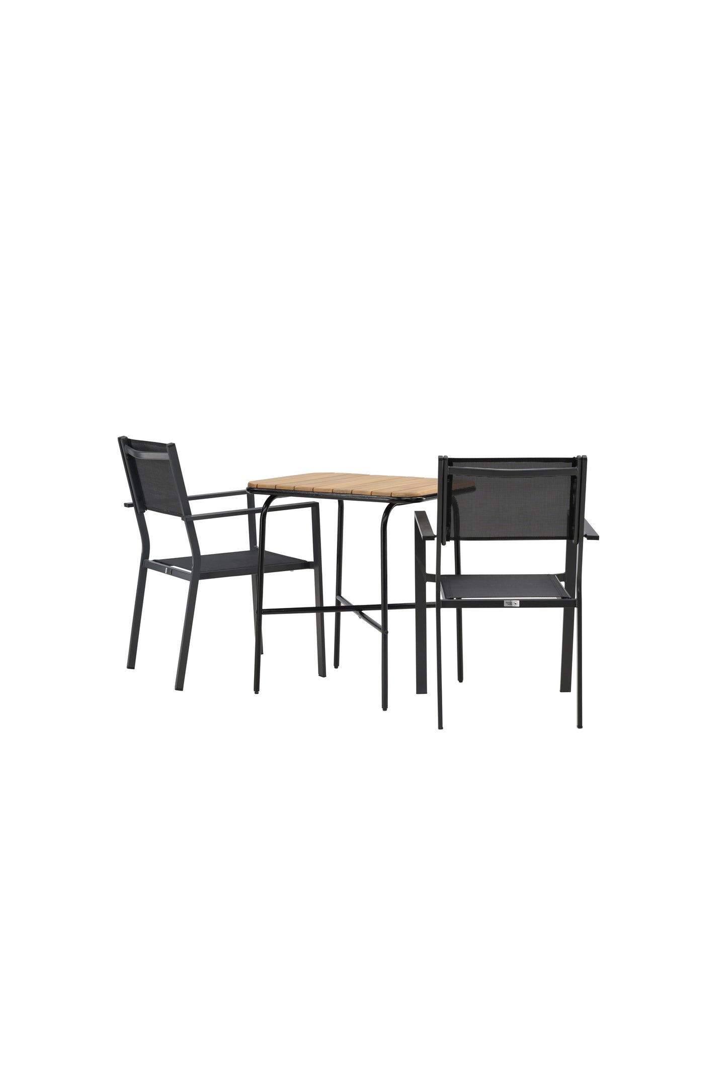 Holmbeck - Cafébord, Stål - Sort / Rektangulær 55*70*74 + Copacabana Stabelbar stol - Sort