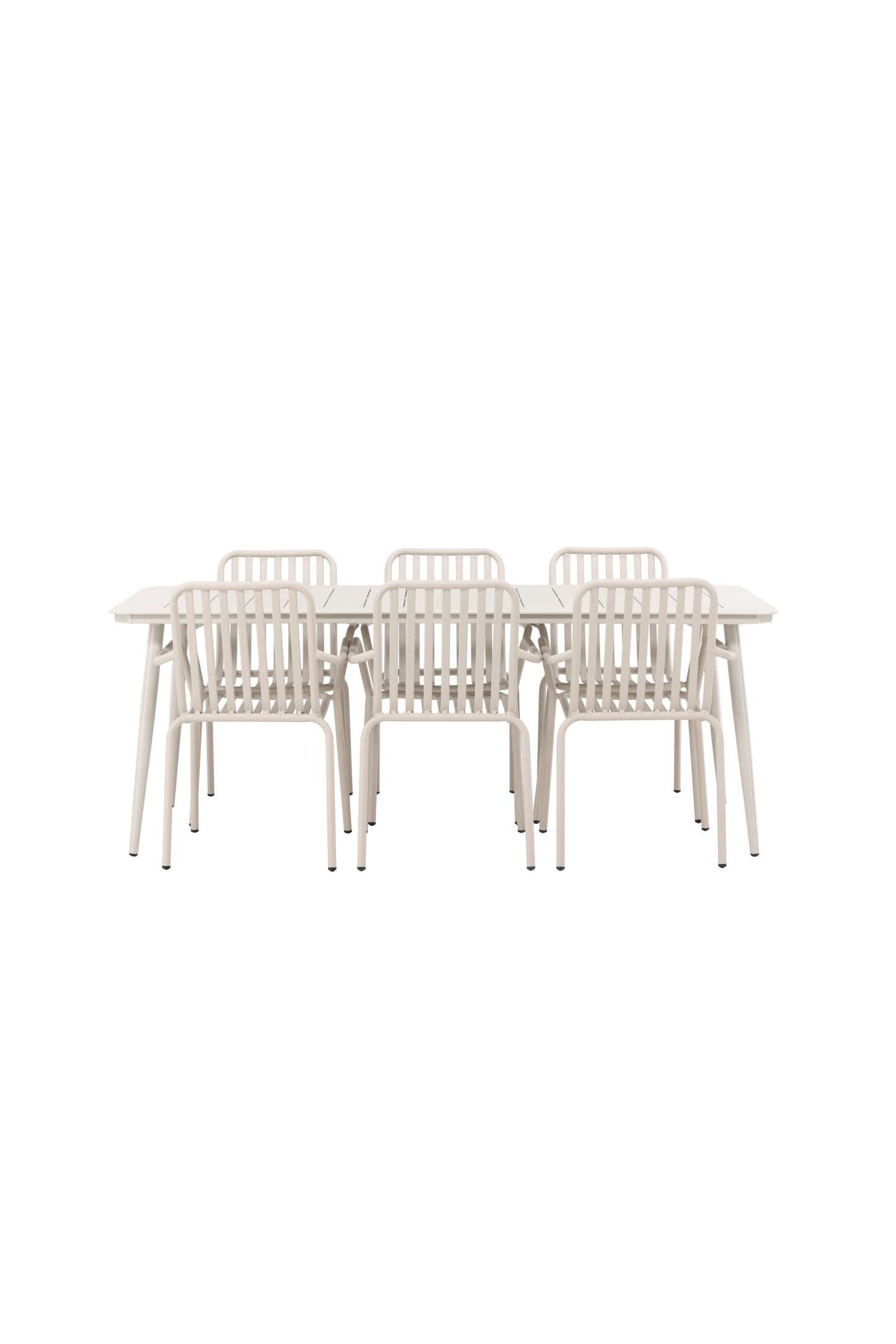 Lia - Spisebord, Beige - 200*90 + Pekig stol Aluminium - Beige