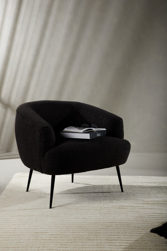 Venture Design | Derry Lounge Chair - Svart / Kaffe / Grå Boucle