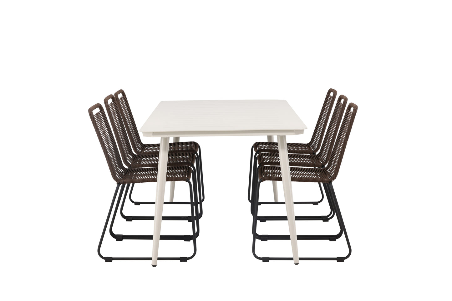 Lia - Spisebord, Beige - 200*90 + Lidos stol Aluminium - Sort